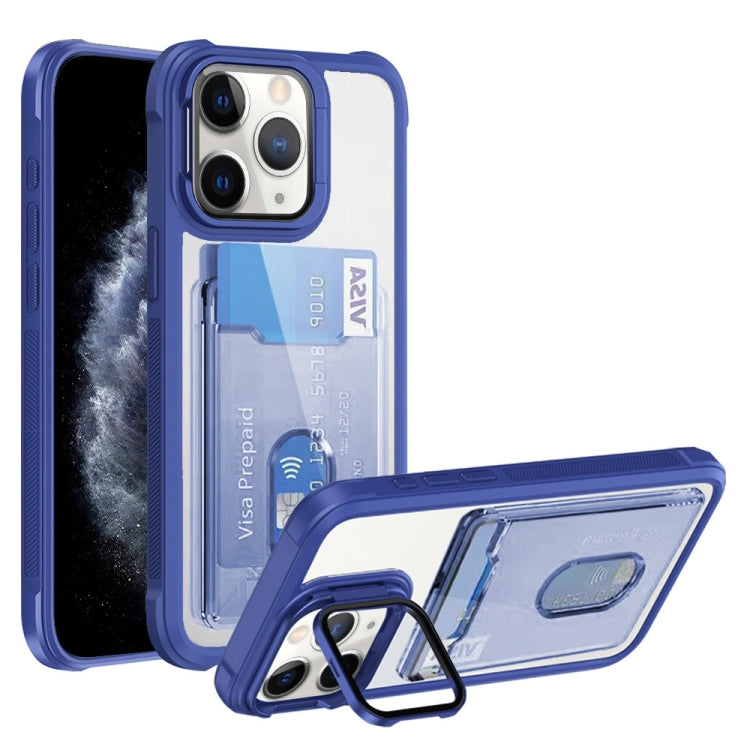 For iPhone 11 Pro Max Card Bag Holder Acrylic Hybrid TPU Phone Case