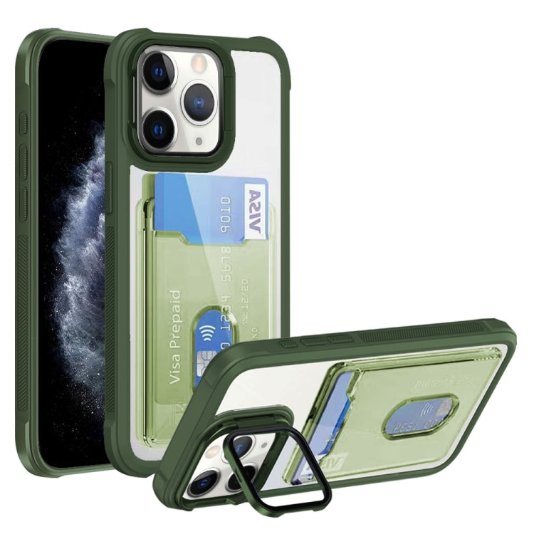 For iPhone 11 Pro Max Card Bag Holder Acrylic Hybrid TPU Phone Case