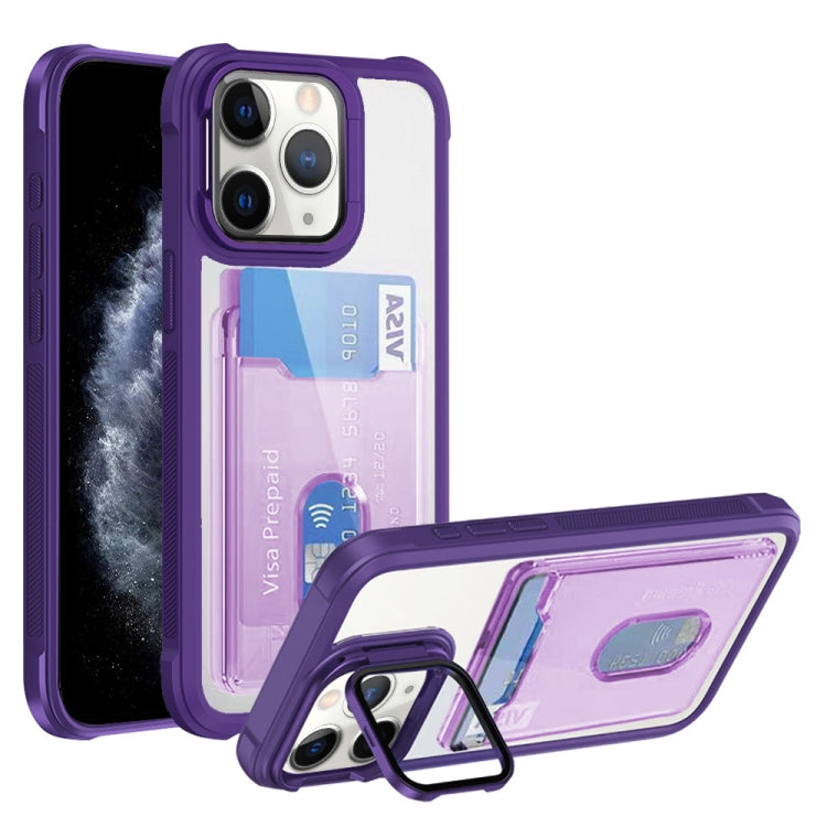 For iPhone 11 Pro Max Card Bag Holder Acrylic Hybrid TPU Phone Case