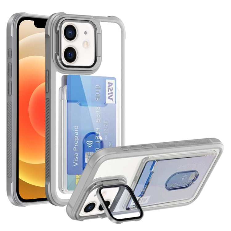 For iPhone 12 Card Bag Holder Acrylic Hybrid TPU Phone Case