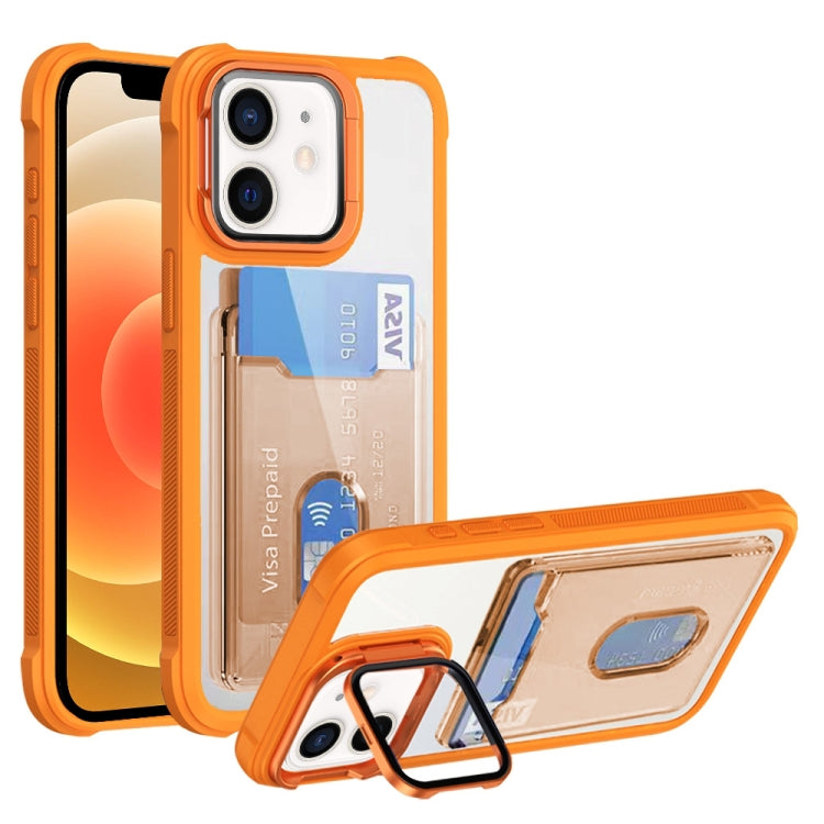 For iPhone 12 Card Bag Holder Acrylic Hybrid TPU Phone Case
