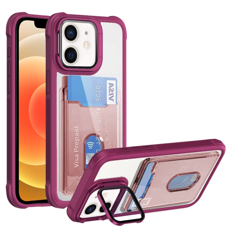 For iPhone 12 Card Bag Holder Acrylic Hybrid TPU Phone Case