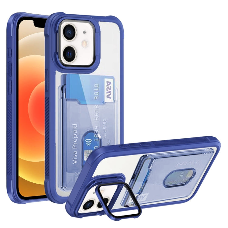 For iPhone 12 Card Bag Holder Acrylic Hybrid TPU Phone Case