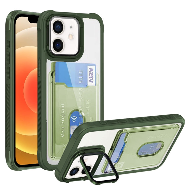 For iPhone 12 Card Bag Holder Acrylic Hybrid TPU Phone Case
