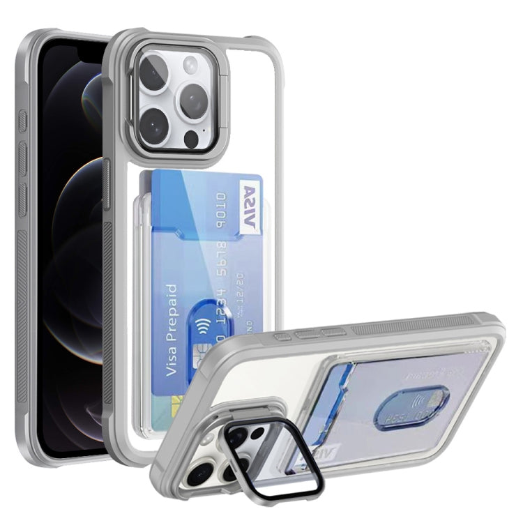 For iPhone 12 Pro Card Bag Holder Acrylic Hybrid TPU Phone Case