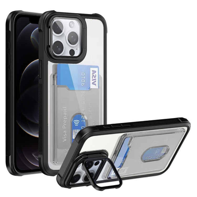 For iPhone 12 Pro Card Bag Holder Acrylic Hybrid TPU Phone Case