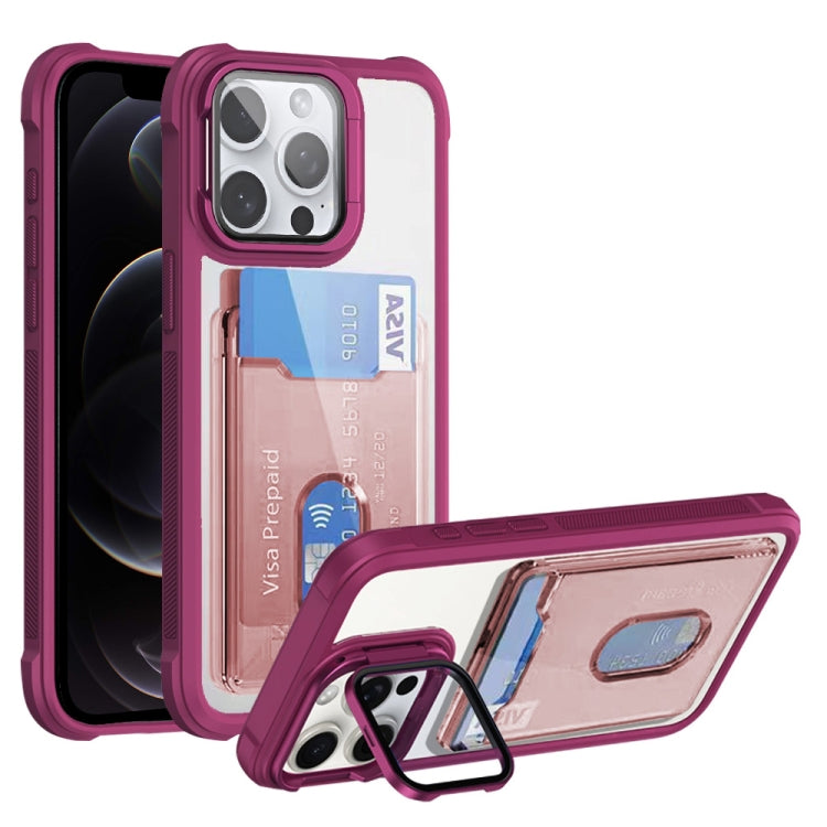 For iPhone 12 Pro Card Bag Holder Acrylic Hybrid TPU Phone Case