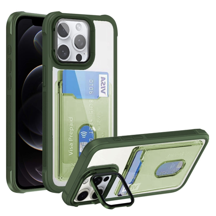 For iPhone 12 Pro Card Bag Holder Acrylic Hybrid TPU Phone Case