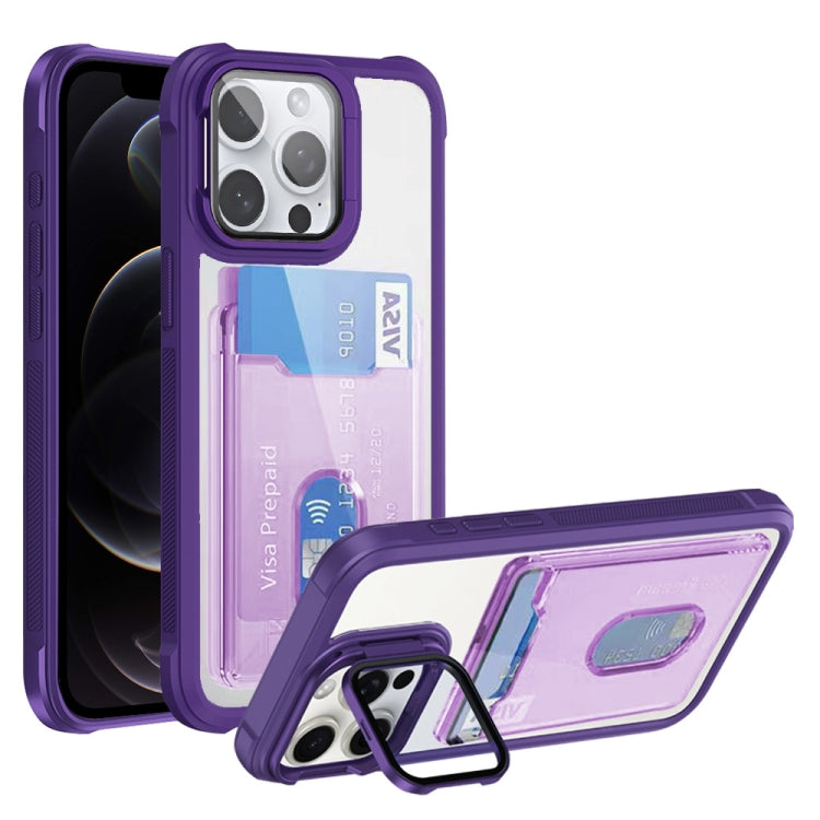 For iPhone 12 Pro Card Bag Holder Acrylic Hybrid TPU Phone Case