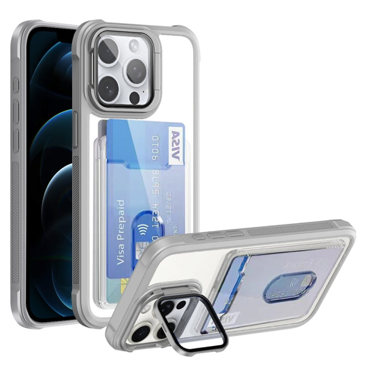 For iPhone 12 Pro Max Card Bag Holder Acrylic Hybrid TPU Phone Case