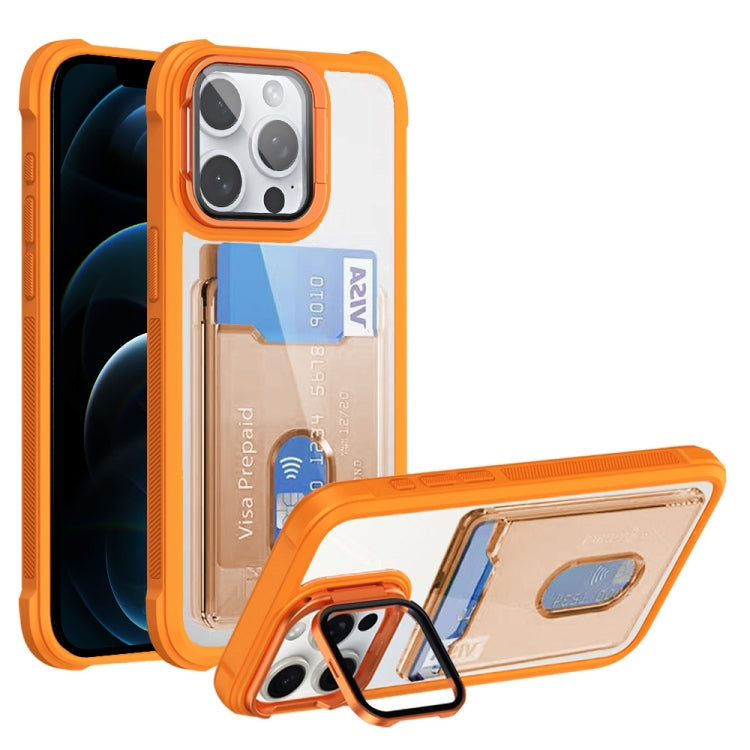 For iPhone 12 Pro Max Card Bag Holder Acrylic Hybrid TPU Phone Case
