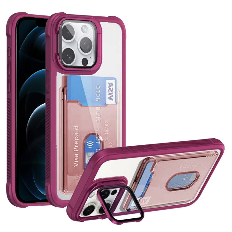 For iPhone 12 Pro Max Card Bag Holder Acrylic Hybrid TPU Phone Case