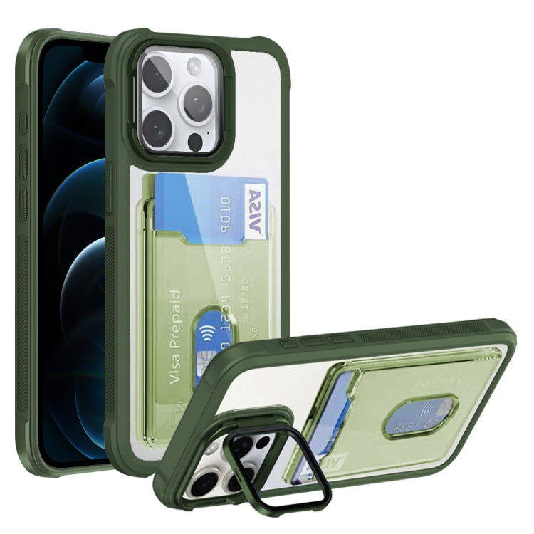 For iPhone 12 Pro Max Card Bag Holder Acrylic Hybrid TPU Phone Case