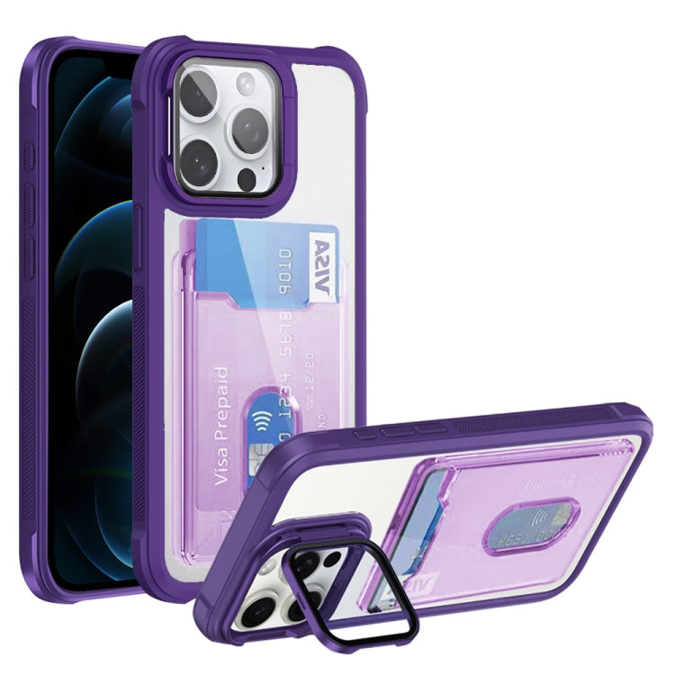 For iPhone 12 Pro Max Card Bag Holder Acrylic Hybrid TPU Phone Case