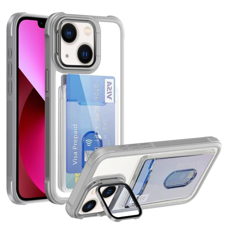 For iPhone 13 Card Bag Holder Acrylic Hybrid TPU Phone Case