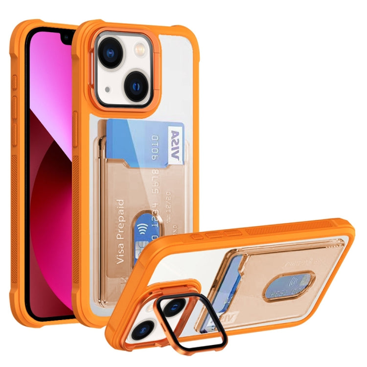 For iPhone 13 Card Bag Holder Acrylic Hybrid TPU Phone Case