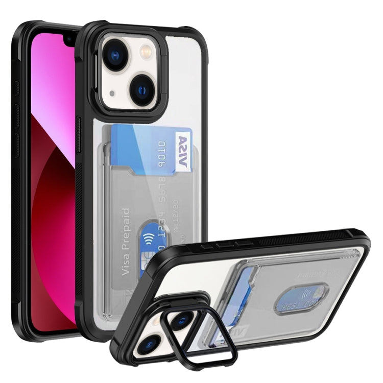 For iPhone 13 Card Bag Holder Acrylic Hybrid TPU Phone Case