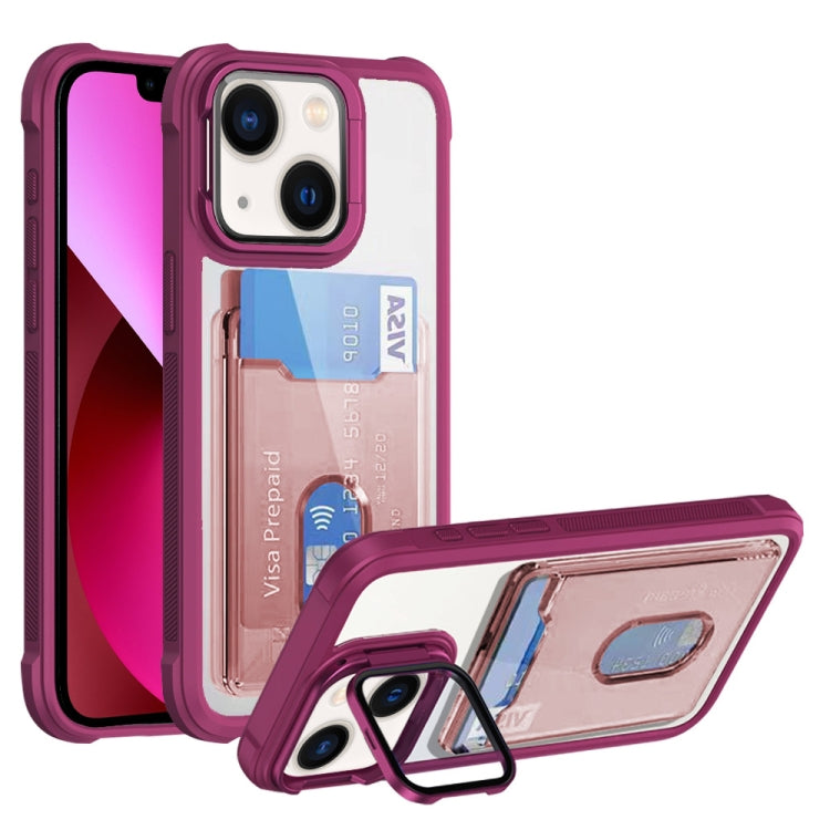 For iPhone 13 Card Bag Holder Acrylic Hybrid TPU Phone Case