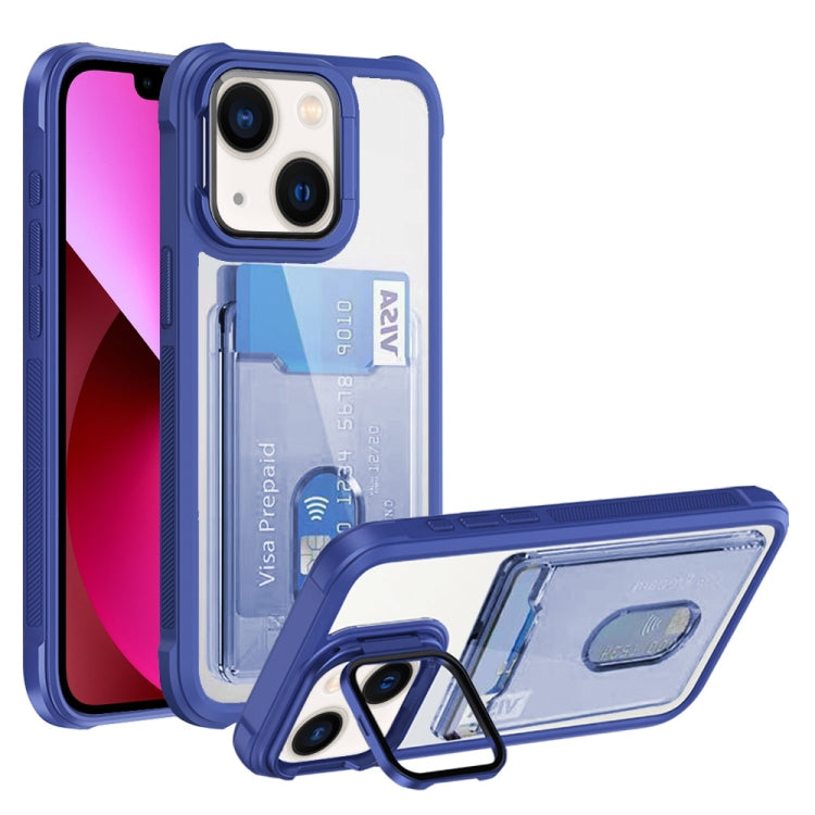 For iPhone 13 Card Bag Holder Acrylic Hybrid TPU Phone Case