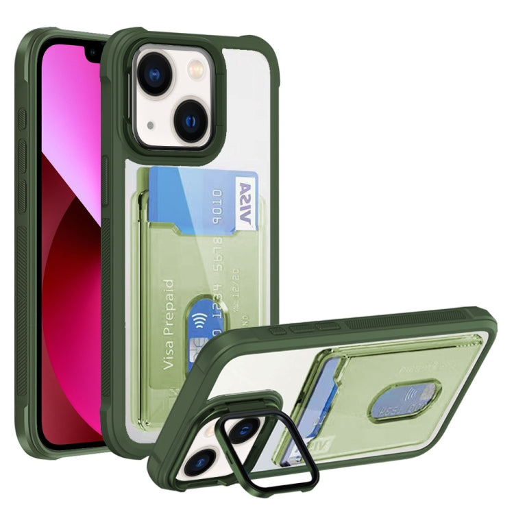 For iPhone 13 Card Bag Holder Acrylic Hybrid TPU Phone Case
