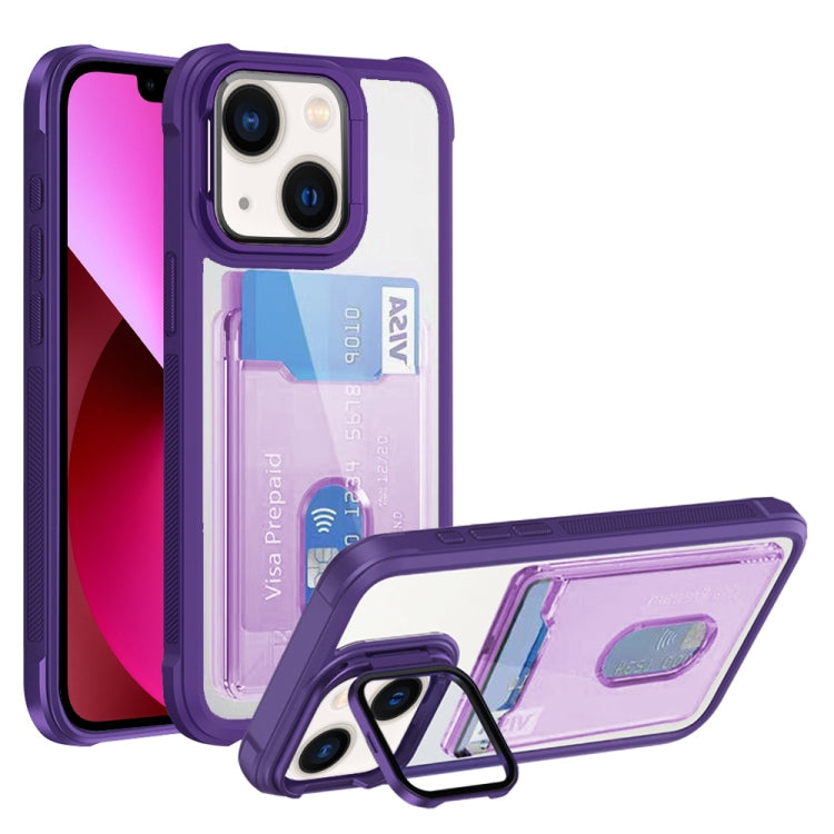 For iPhone 13 Card Bag Holder Acrylic Hybrid TPU Phone Case