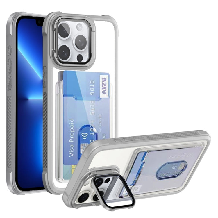 For iPhone 13 Pro Card Bag Holder Acrylic Hybrid TPU Phone Case