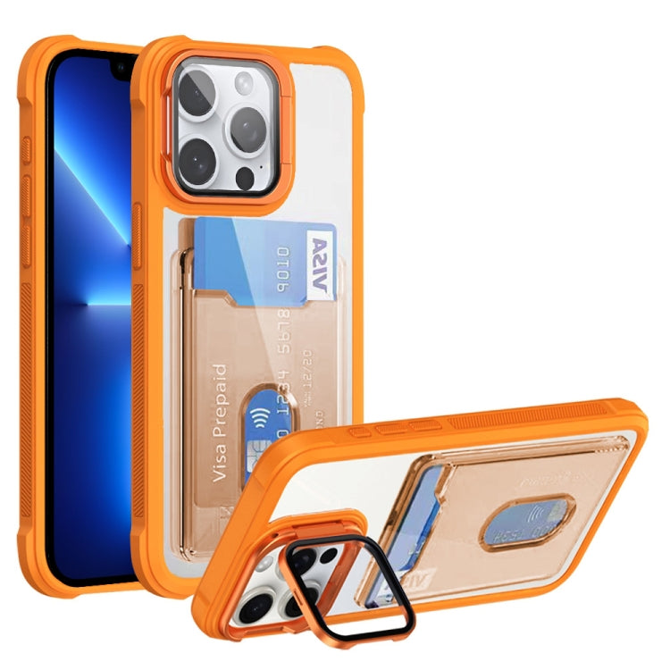For iPhone 13 Pro Card Bag Holder Acrylic Hybrid TPU Phone Case