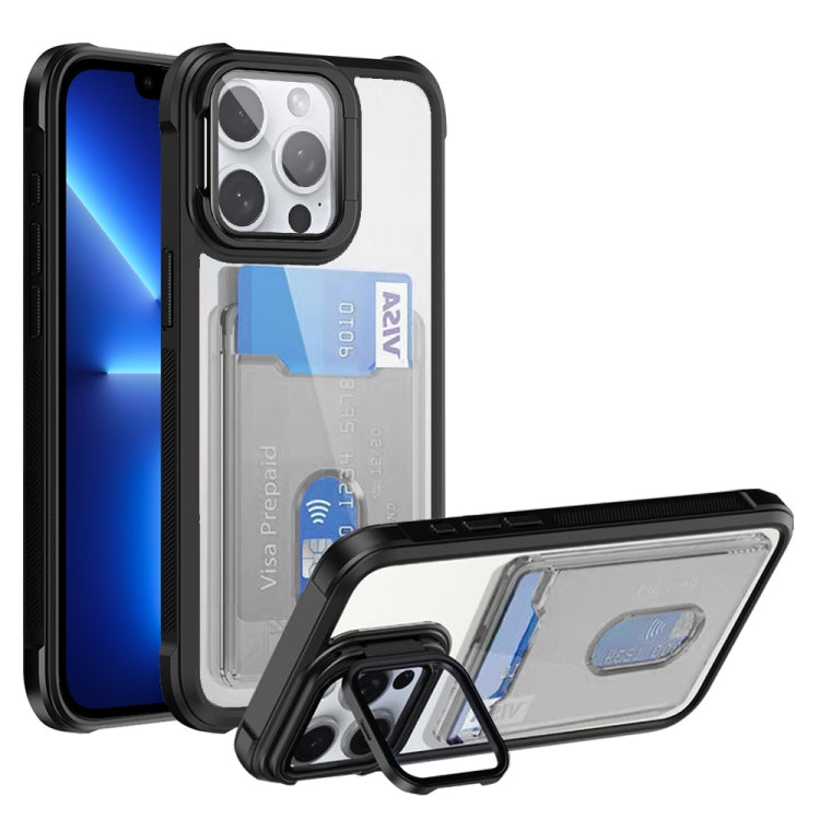 For iPhone 13 Pro Card Bag Holder Acrylic Hybrid TPU Phone Case