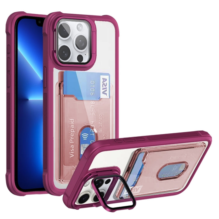 For iPhone 13 Pro Card Bag Holder Acrylic Hybrid TPU Phone Case