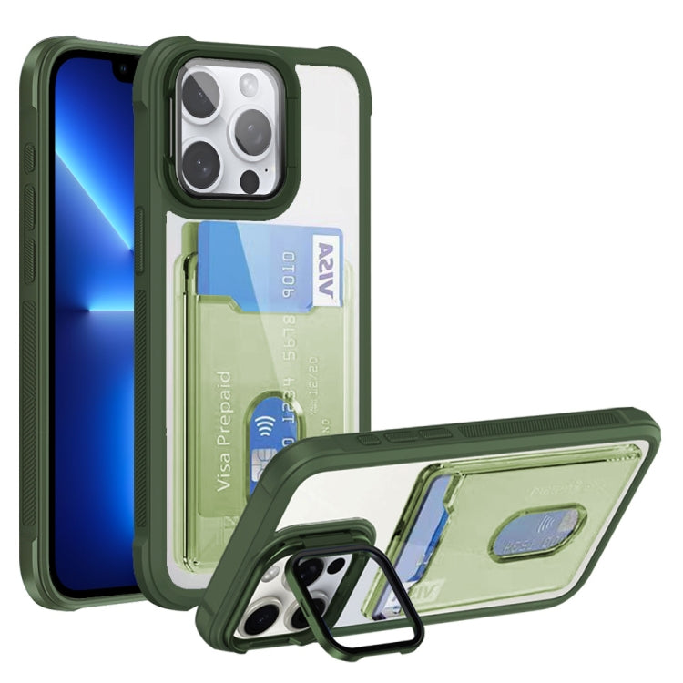 For iPhone 13 Pro Card Bag Holder Acrylic Hybrid TPU Phone Case