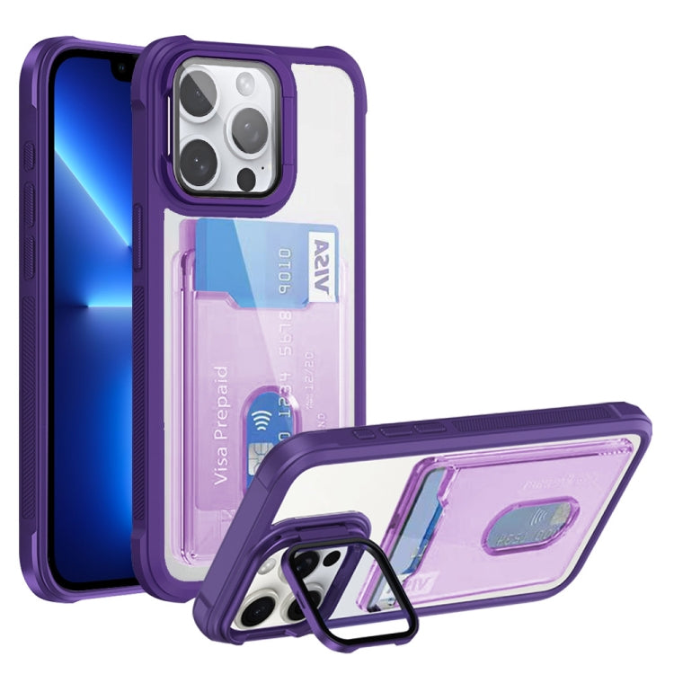 For iPhone 13 Pro Card Bag Holder Acrylic Hybrid TPU Phone Case