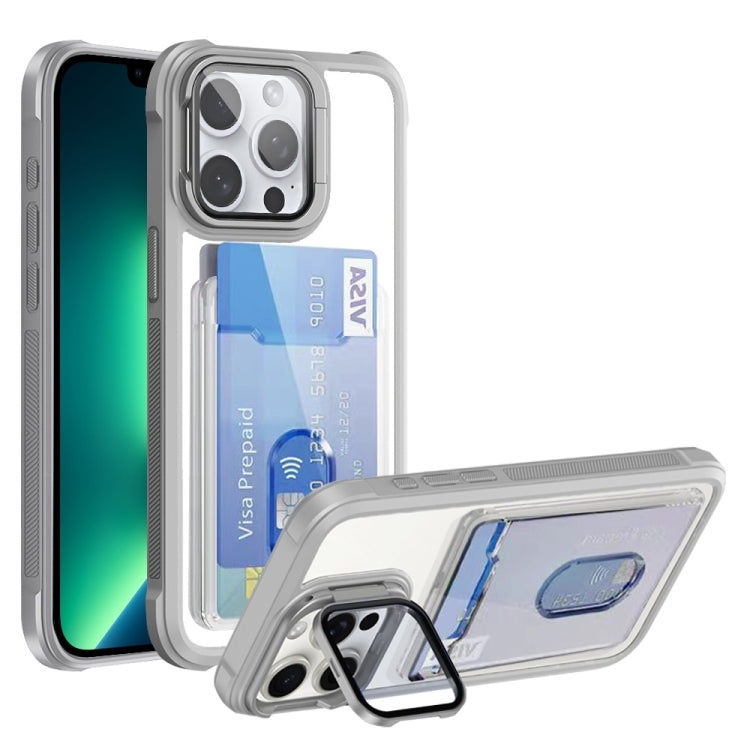 For iPhone 13 Pro Max Card Bag Holder Acrylic Hybrid TPU Phone Case