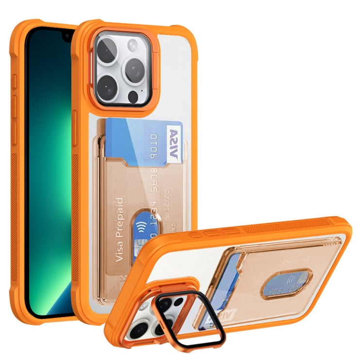For iPhone 13 Pro Max Card Bag Holder Acrylic Hybrid TPU Phone Case