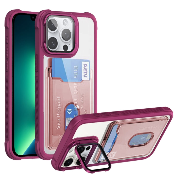 For iPhone 13 Pro Max Card Bag Holder Acrylic Hybrid TPU Phone Case
