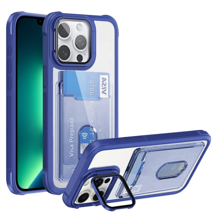 For iPhone 13 Pro Max Card Bag Holder Acrylic Hybrid TPU Phone Case
