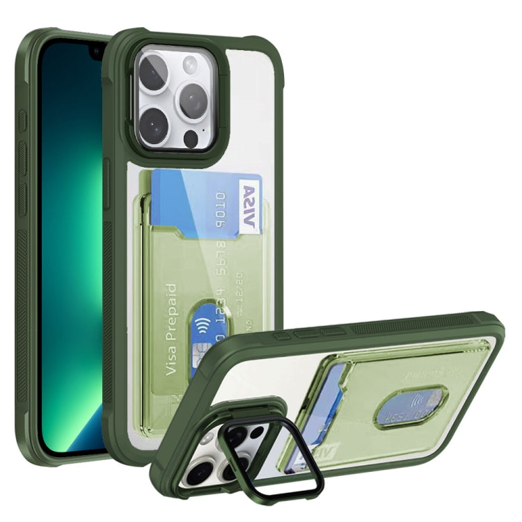 For iPhone 13 Pro Max Card Bag Holder Acrylic Hybrid TPU Phone Case