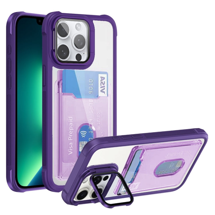 For iPhone 13 Pro Max Card Bag Holder Acrylic Hybrid TPU Phone Case