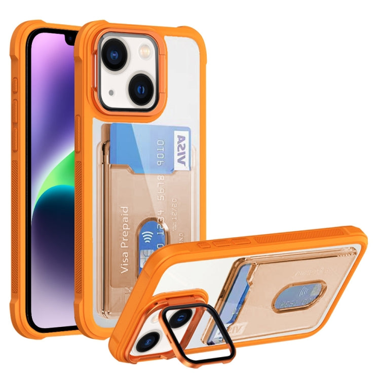 For iPhone 14 Card Bag Holder Acrylic Hybrid TPU Phone Case