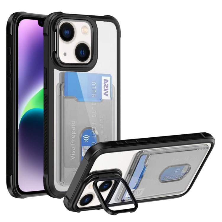 For iPhone 14 Card Bag Holder Acrylic Hybrid TPU Phone Case