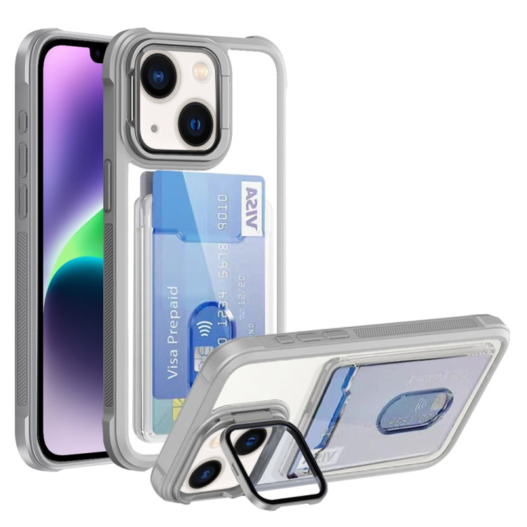 For iPhone 14 Plus Card Bag Holder Acrylic Hybrid TPU Phone Case