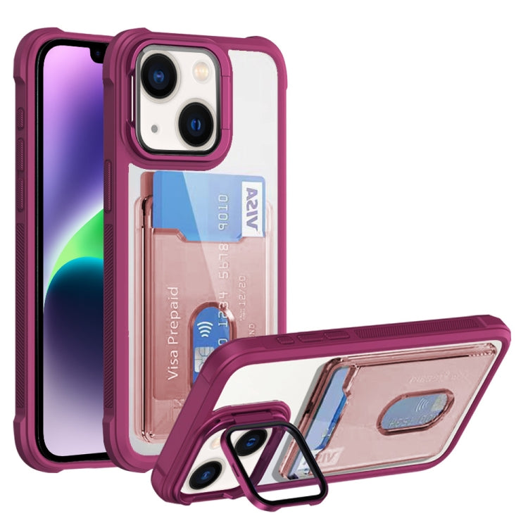 For iPhone 14 Plus Card Bag Holder Acrylic Hybrid TPU Phone Case