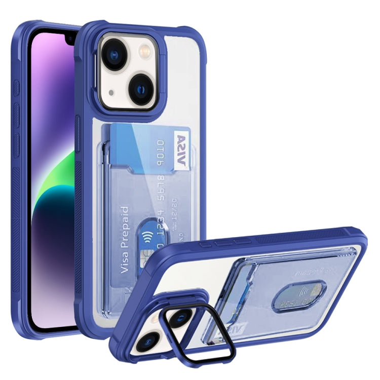 For iPhone 14 Plus Card Bag Holder Acrylic Hybrid TPU Phone Case