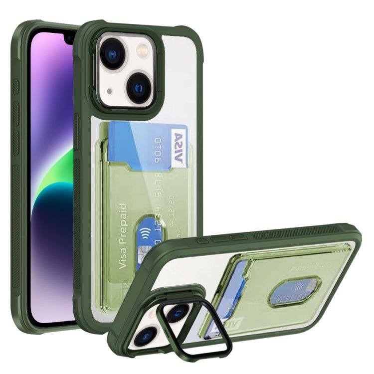 For iPhone 14 Plus Card Bag Holder Acrylic Hybrid TPU Phone Case