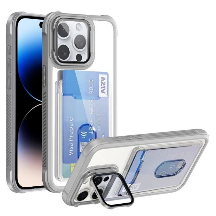 For iPhone 14 Pro Max Card Bag Holder Acrylic Hybrid TPU Phone Case