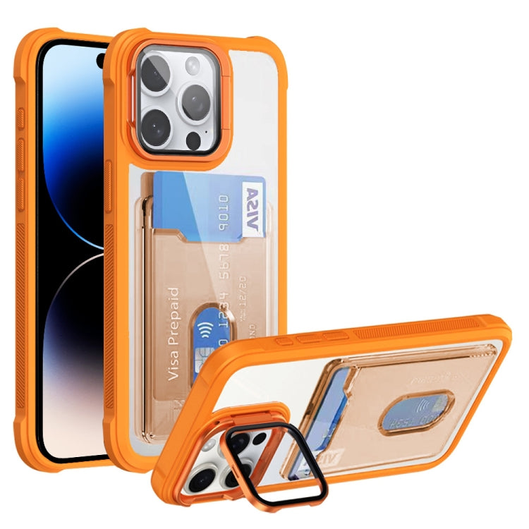 For iPhone 14 Pro Max Card Bag Holder Acrylic Hybrid TPU Phone Case