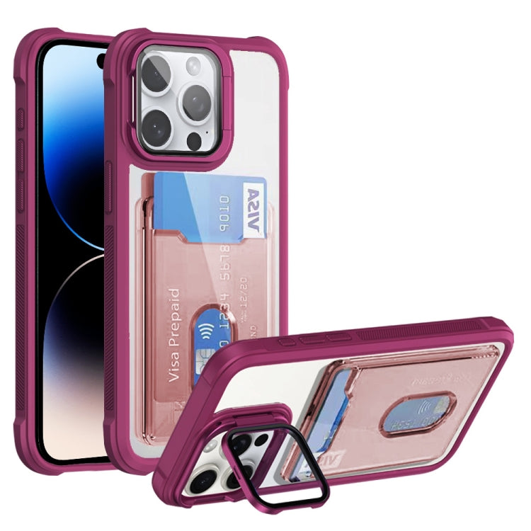 For iPhone 14 Pro Max Card Bag Holder Acrylic Hybrid TPU Phone Case