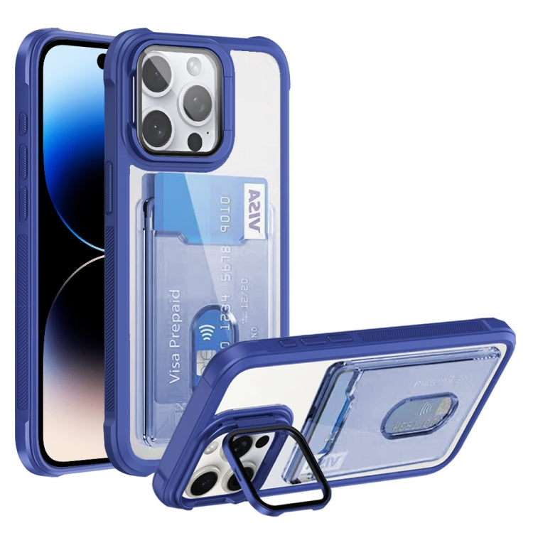 For iPhone 14 Pro Max Card Bag Holder Acrylic Hybrid TPU Phone Case