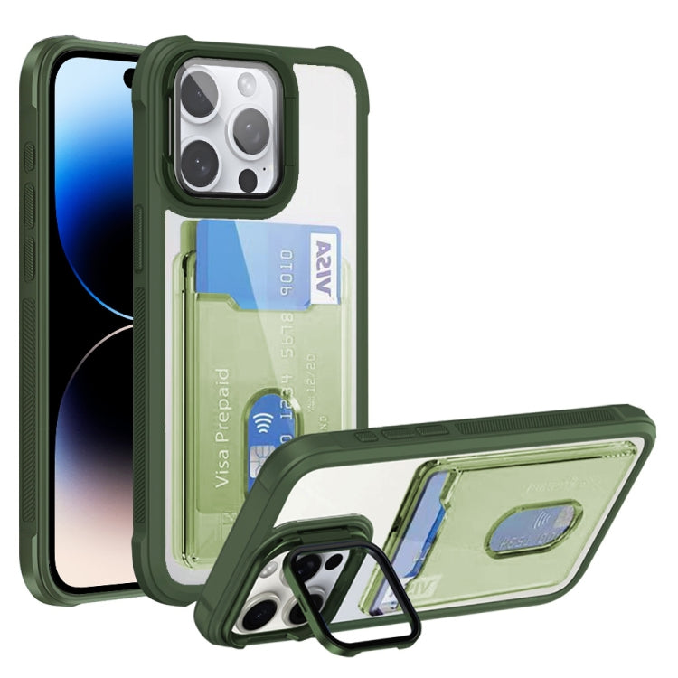 For iPhone 14 Pro Max Card Bag Holder Acrylic Hybrid TPU Phone Case