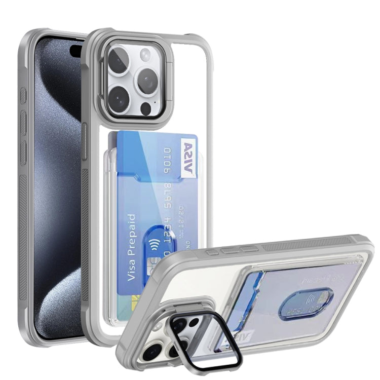 For iPhone 15 Pro Max Card Bag Holder Acrylic Hybrid TPU Phone Case