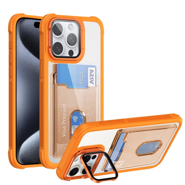 For iPhone 15 Pro Max Card Bag Holder Acrylic Hybrid TPU Phone Case